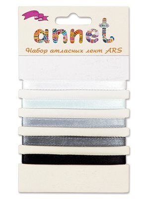 Набор атласных лент 6 мм "Annet" 5 цв серый